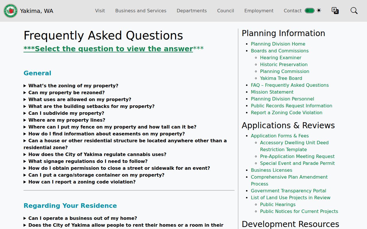 Yakima street directory CityMap planning search instructions