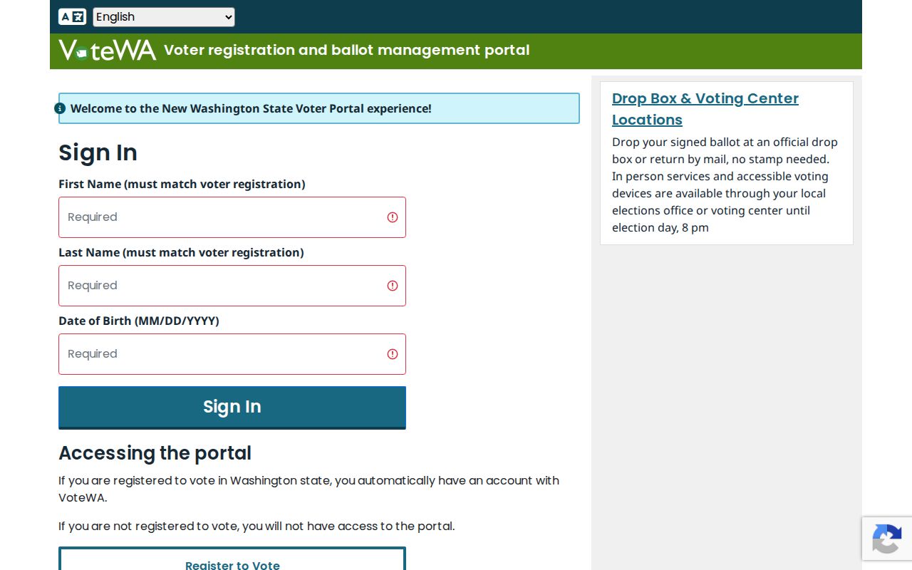 VoteWA fields for a Yakima resident lookup